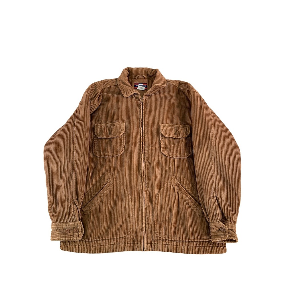 Old College Inn Jacket Mens Medium Brown Corduroy Full Zip Casual Vintage Style